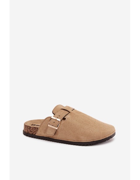 Women Clogs On Cork Platform With Golden Buckle Big Star SS274738 Beige