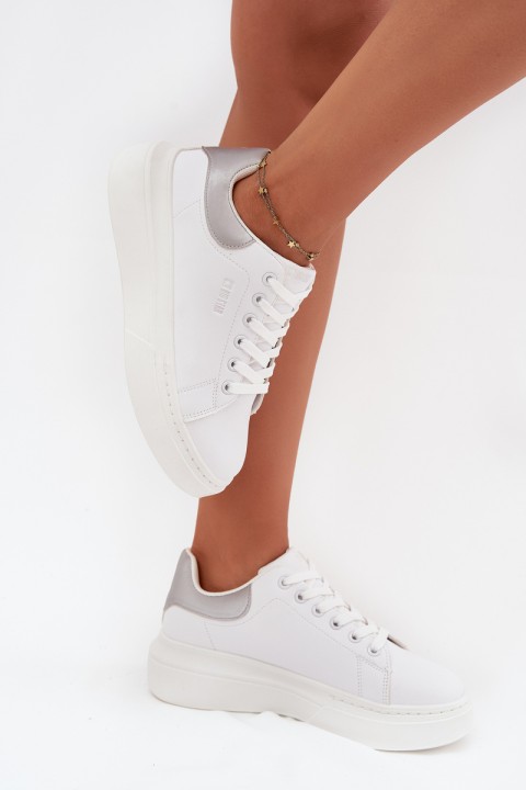 Women's Platform Sneakers Big Star SS274245 White-Silver