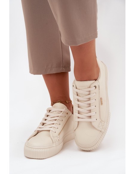 Women Sneakers Made Of Eco Leather Big Star SS274027 Beige-Golden