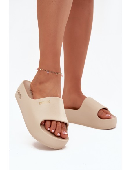 Women's Foam Slippers On Massive Platform Big Star SS274722 Beige