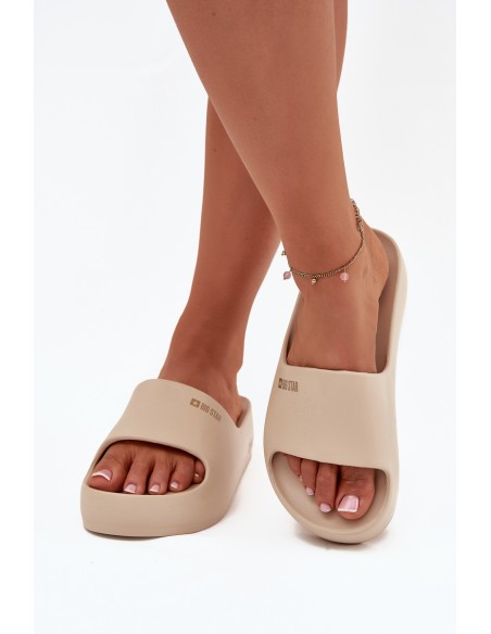 Women's Foam Slippers On Massive Platform Big Star SS274722 Beige