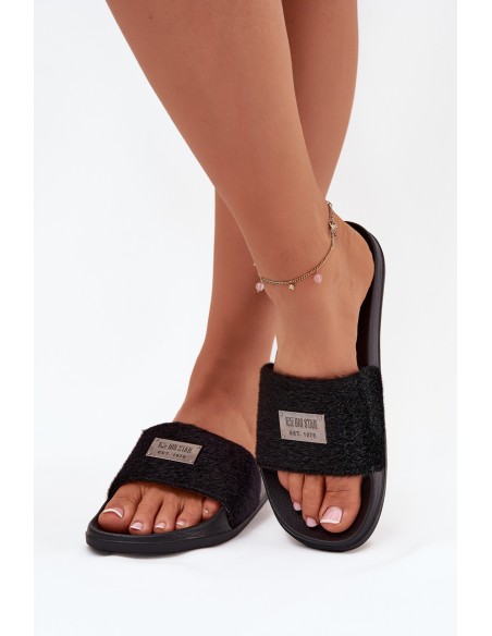Women's Slippers On Foam Sole With Fur Big Star SS274716 Black