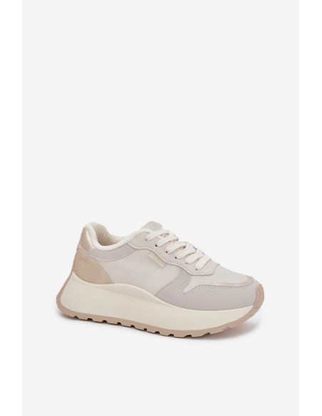 Šilti moteriški platforminiai sportbačiai Big Star SS274008 HI-POLY SYSTEM šviesiai smėlio spalvos