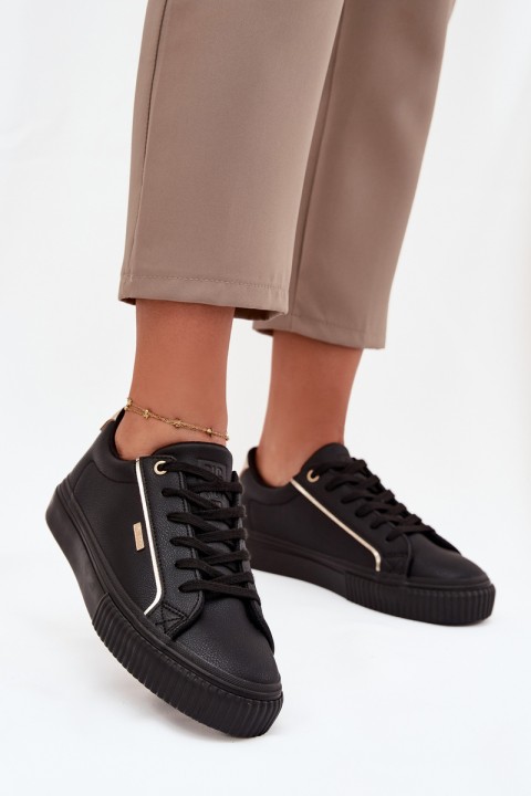 Ladies Sneakers Made Of Eco Leather Big Star SS274025 Black-Gold