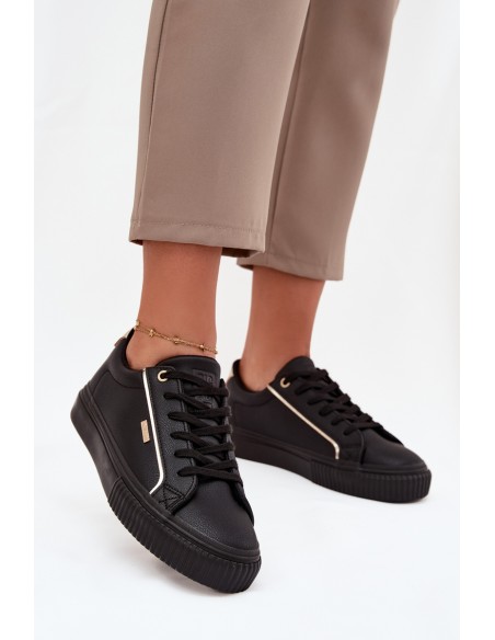 Ladies Sneakers Made Of Eco Leather Big Star SS274025 Black-Gold