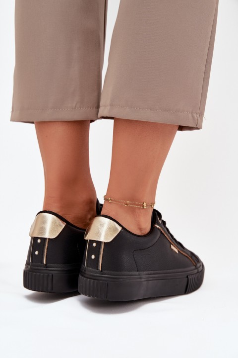 Ladies Sneakers Made Of Eco Leather Big Star SS274025 Black-Gold