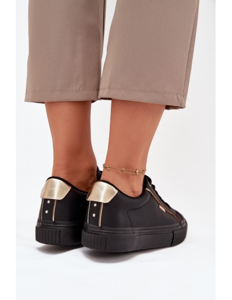 Ladies Sneakers Made Of Eco Leather Big Star SS274025 Black-Gold