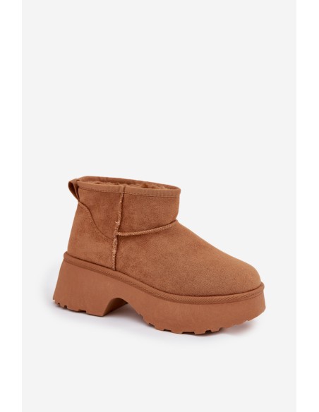 Moteriški žemakulniai sniego batai su pašiltinimu ir kailiu Camel Mavelle spalvos