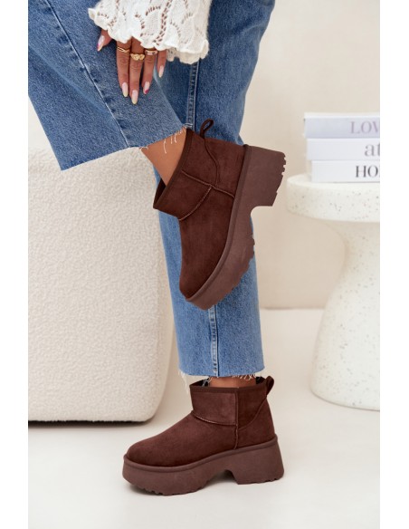 Women's Low Slip-On Insulated Snow Boots Brown Mavelle