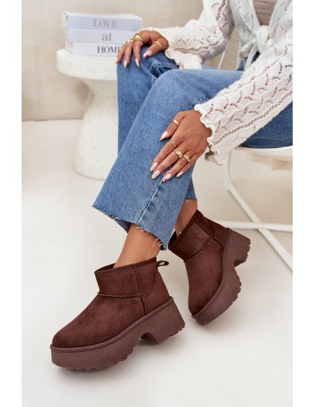 Women's Low Slip-On Insulated Snow Boots Brown Mavelle