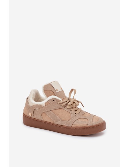 Women's Sneakers on Platform with Furry Lining Beige Solvia