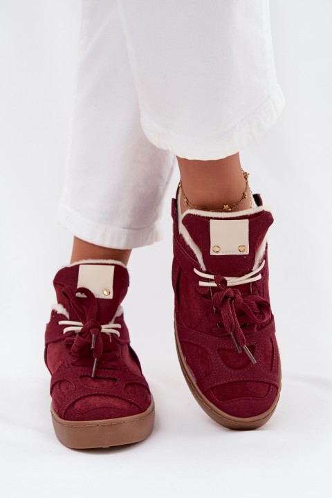 Women's Sneakers Platform with Fur Lined Bordeaux Solvia