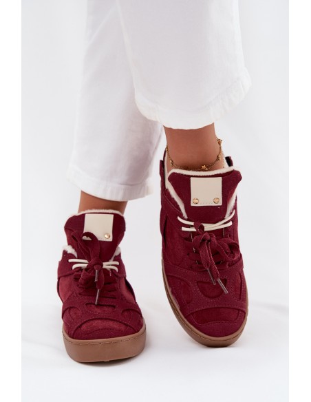 Women's Sneakers Platform with Fur Lined Bordeaux Solvia