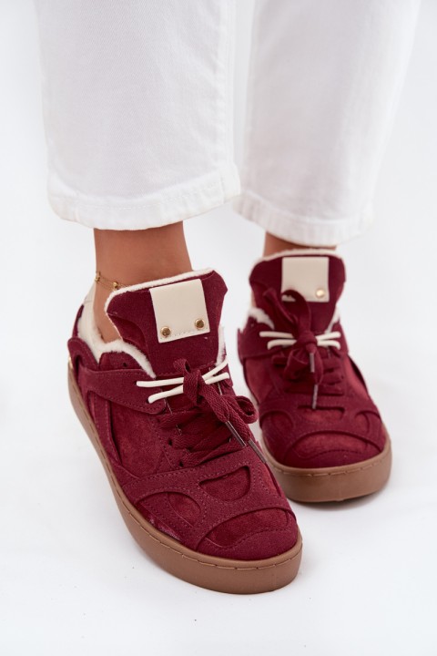 Women's Sneakers Platform with Fur Lined Bordeaux Solvia