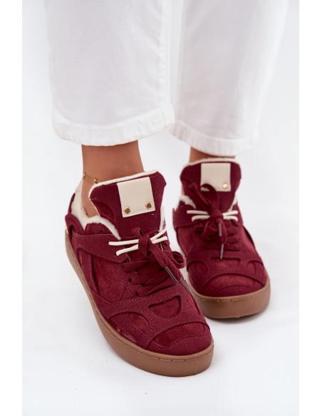 Women's Sneakers Platform with Fur Lined Bordeaux Solvia