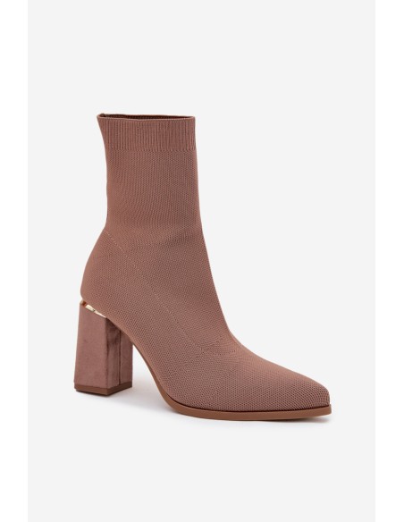 Moteriški aulinukai su kulnu iš audinio, smėlio spalvos „Virelle“