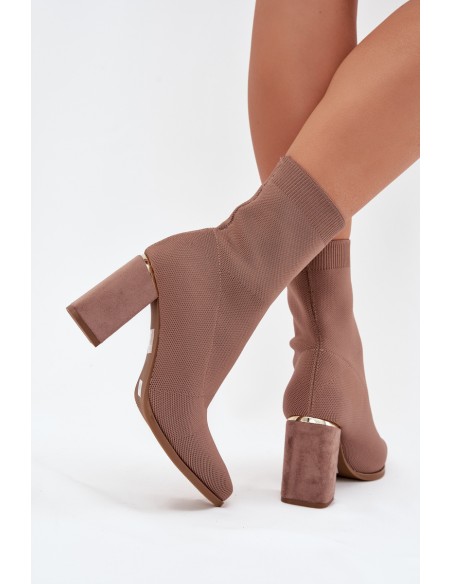 Moteriški aulinukai su kulnu iš audinio, smėlio spalvos „Virelle“