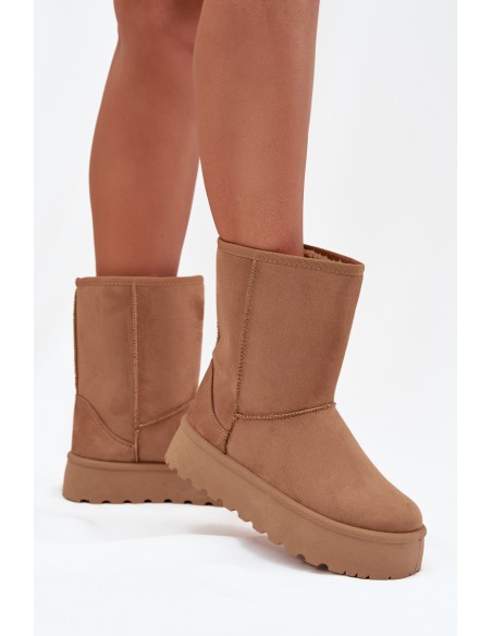 Women's Insulated Snow Boots with Fur Camel Abrams