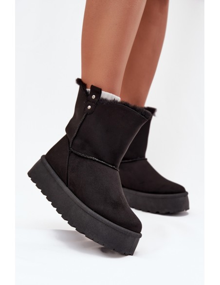 Women's Snow Boots On Platform With Fur Black Evelira