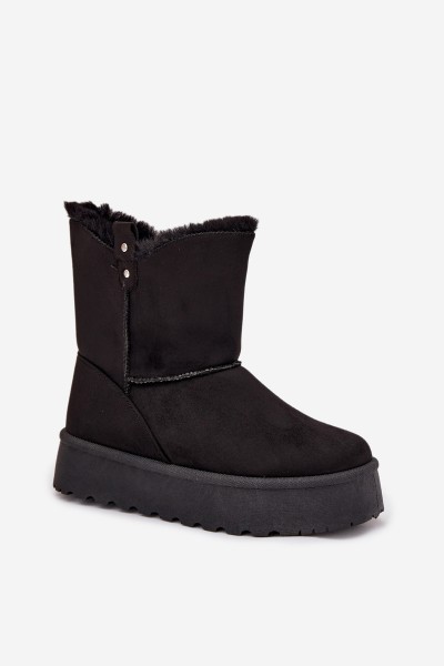 Women's Snow Boots On Platform With Fur Black Evelira 2