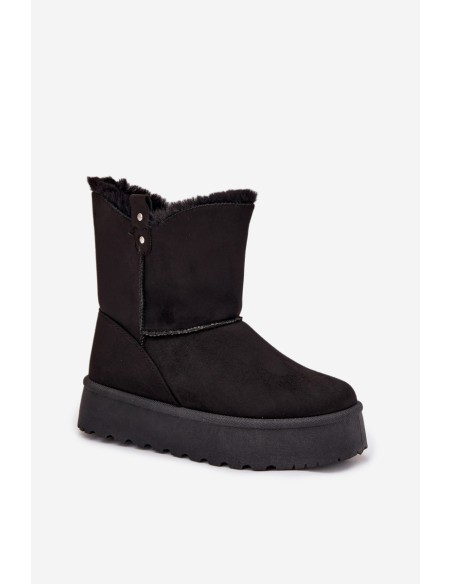 Women's Snow Boots On Platform With Fur Black Evelira