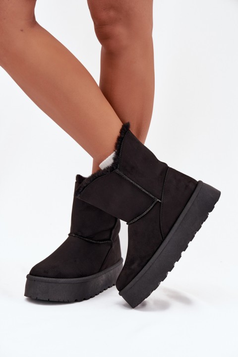 Women's Snow Boots On Platform With Fur Black Evelira