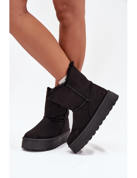 Women's Snow Boots On Platform With Fur Black Evelira