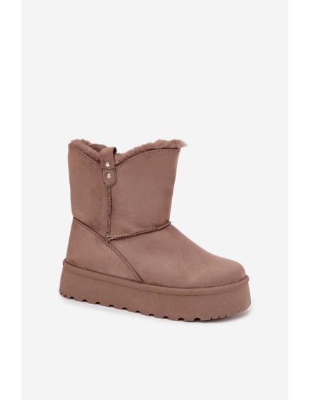 Women's Snow Boots On Platform With Fur Dark Beige Evelira