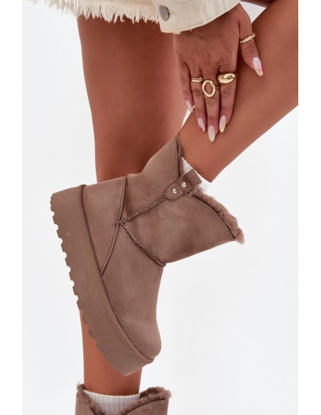Women's Snow Boots On Platform With Fur Dark Beige Evelira