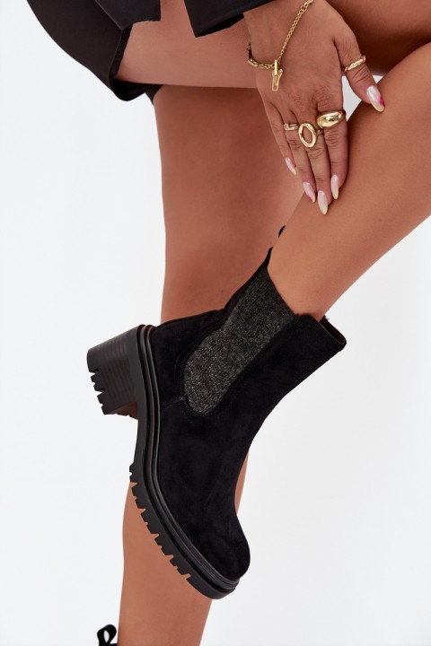 Women's Insulated Ankle Boots On Block Heel Black Zoralia