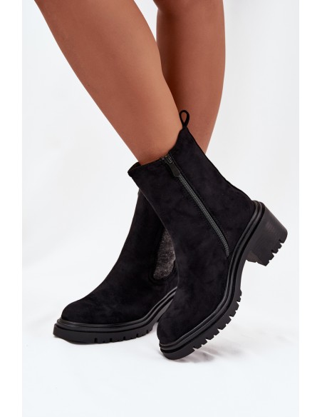 Moteriški pašiltinti aulinukai su blokiniu kulnu, juodi, „Zoralia“