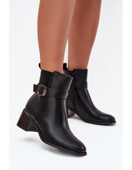 Šilti moteriški aulinukai iki kulno su dirželiu ir sagtimi, juodi, Sylira