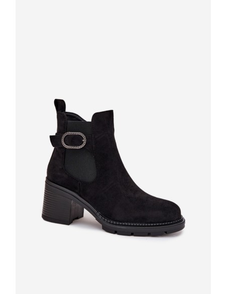 Šilti moteriški aulinukai iki kulkšnių su dekoratyvine sagtimi, juodi Melara