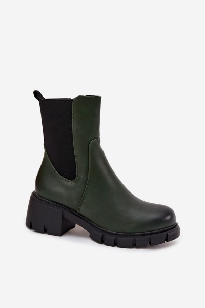 Women Boots On Block Eco Leather Dark Green Kyra 2