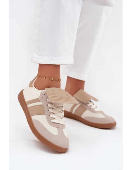 Low Women's Sneakers With Turned Tongue Beige Ardira