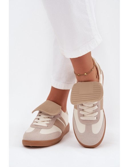 Low Women's Sneakers With Turned Tongue Beige Ardira