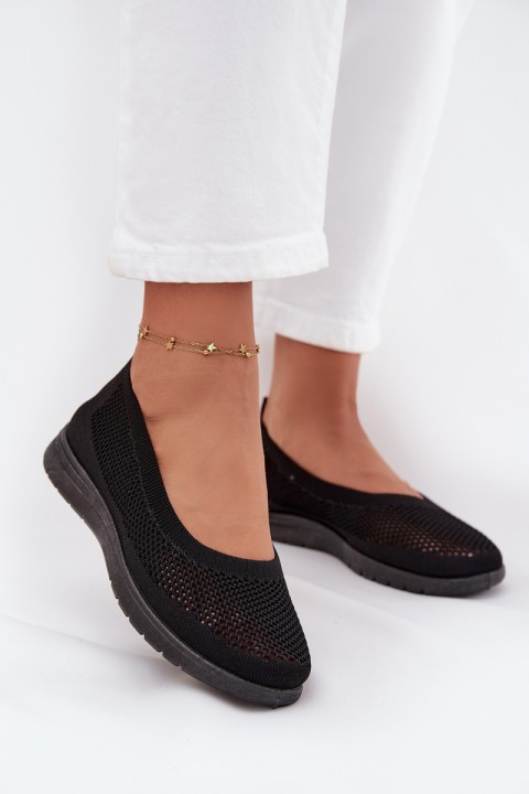 Ladies Mesh Ballerinas In Sporty Style Black Virella