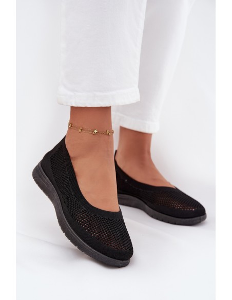 Ladies Mesh Ballerinas In Sporty Style Black Virella