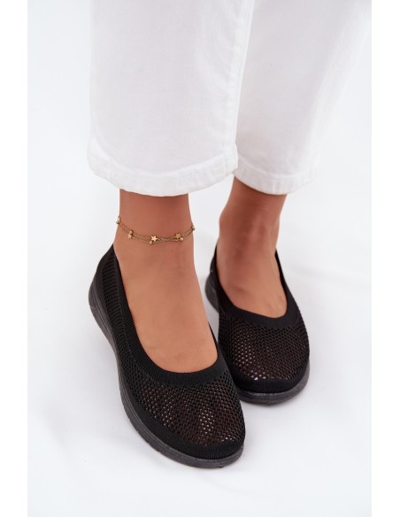 Ladies Mesh Ballerinas In Sporty Style Black Virella