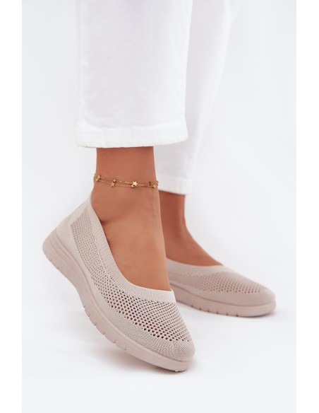 Ladies Mesh Ballerinas In Sporty Style Beige Virella