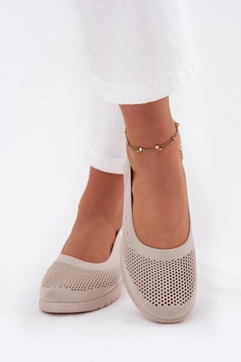 Ladies Mesh Ballerinas In Sporty Style Beige Virella