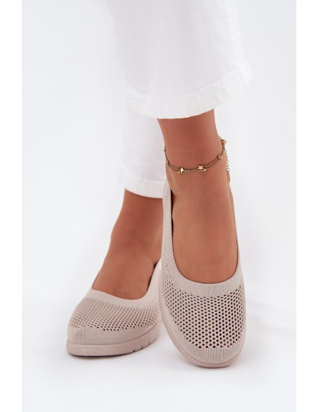 Ladies Mesh Ballerinas In Sporty Style Beige Virella