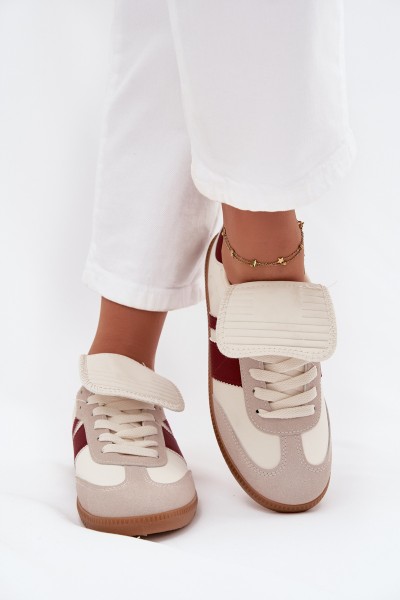 Žemakulniai moteriški sportbačiai su užlenktu liežuvėliu bordo spalvos Ardira