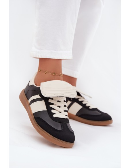 Žemi moteriški sportbačiai su apvaliais liežuvėliais, juodi Ardira