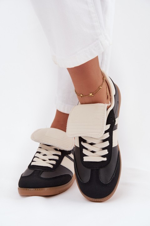 Žemi moteriški sportbačiai su apvaliais liežuvėliais, juodi Ardira