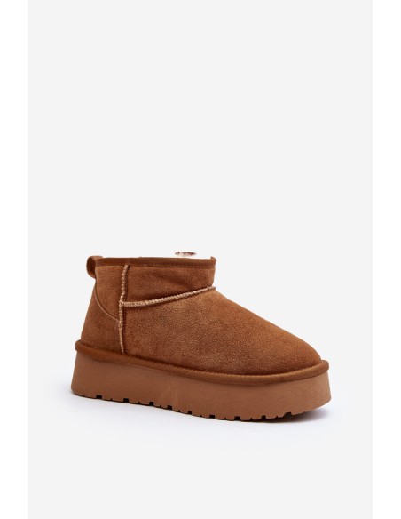 Fashionable Suede Low Snow Boots Camel Nucca