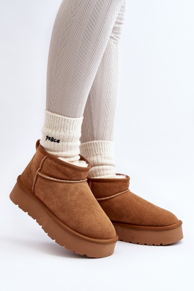 Fashionable Suede Low Snow Boots Camel Nucca 2
