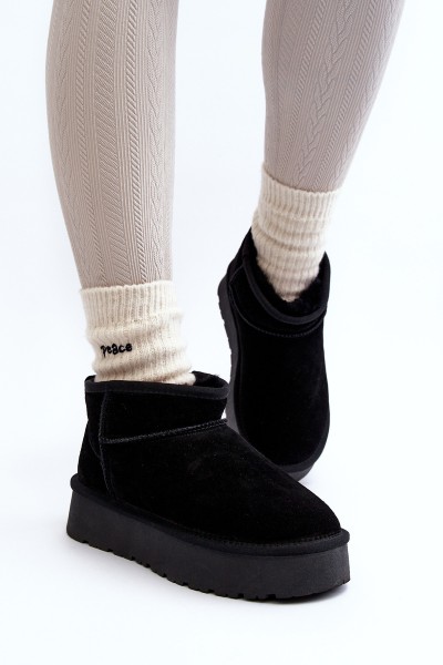 Fashionable Suede Low Snow Boots Black Nucca 2
