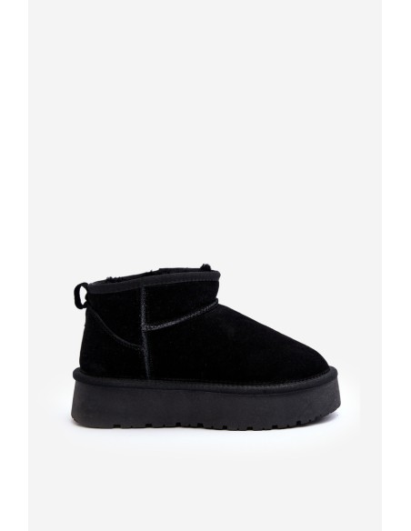 Fashionable Suede Low Snow Boots Black Nucca