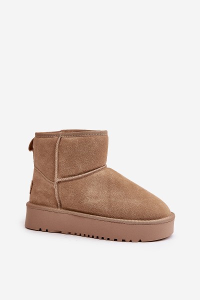 Women's Suede Snow Boots on Platform Above Ankle Beige Rianaella 2